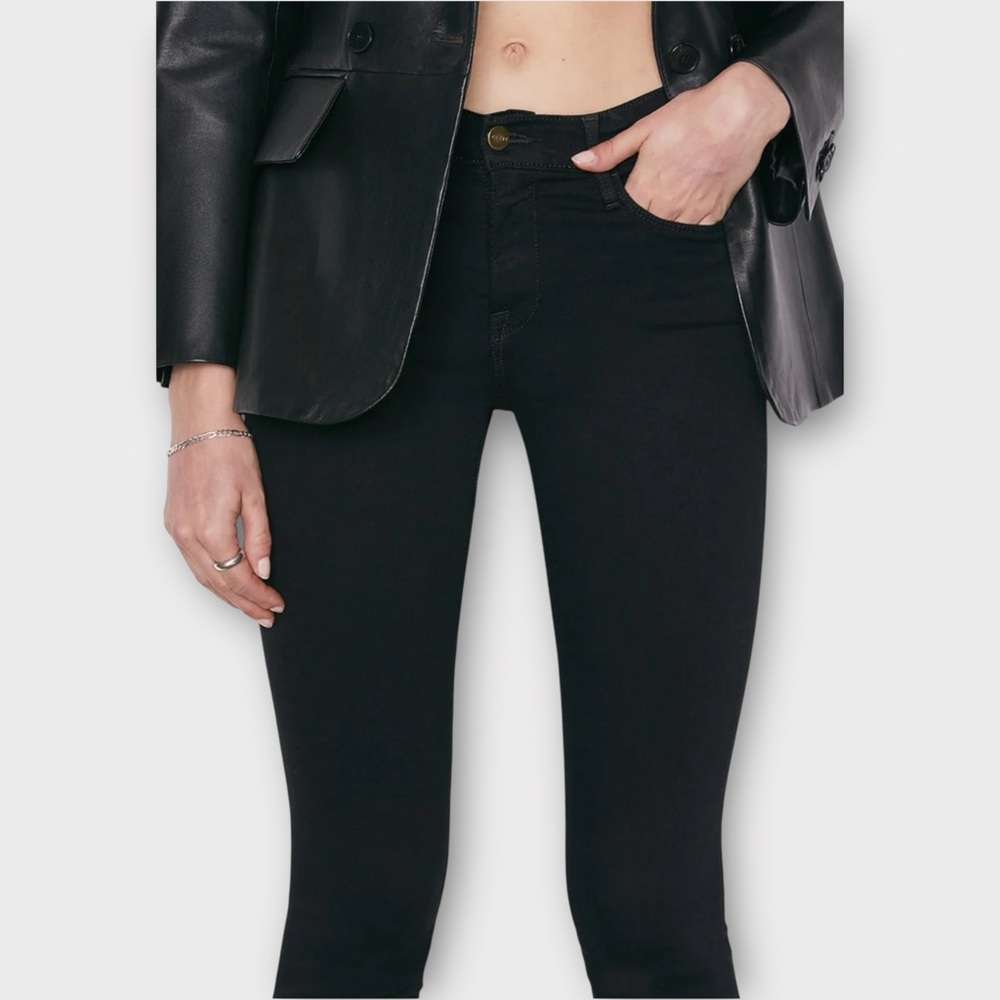 FRAME Denim Le High Skinny Front Split Black 28 Film Noir Wash Front Slit Hem - Picture 2 of 15